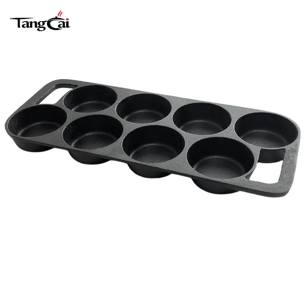 8-Hole Cast Iron Baking Mold, Pre-Seasoned Muffin & Cornbread Pan, Non-Stick Skillet for Individual Baking and Breakfast