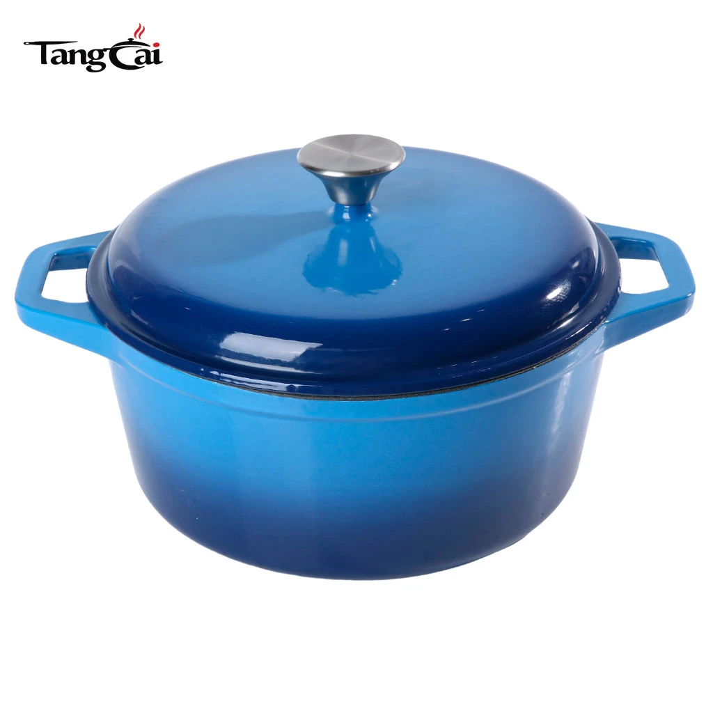 Blue 6qt Enameled Cast Iron Dutch Oven, Heavy-Duty Casserole and Braiser Pan with Lid
