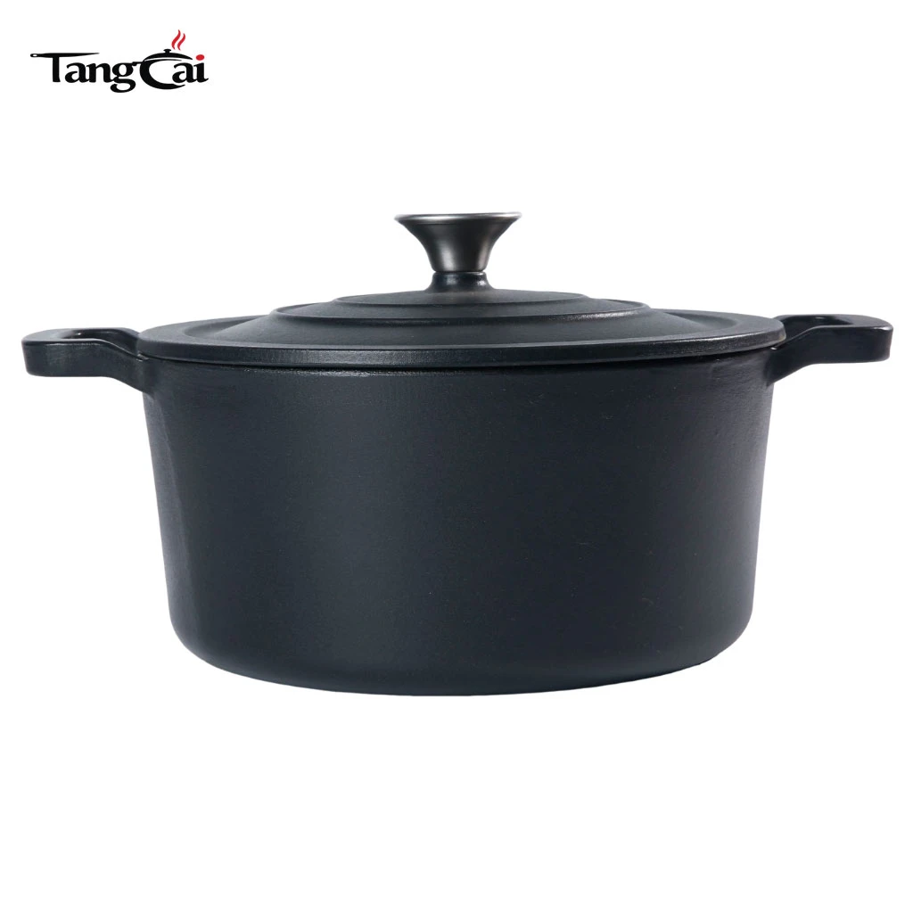 7-Quart Enamel Cast Iron Dutch Oven Pot &ndash; Matte Black &ndash; Heavy-Duty Casserole Pot for Slow Cooking, Braising & Baking