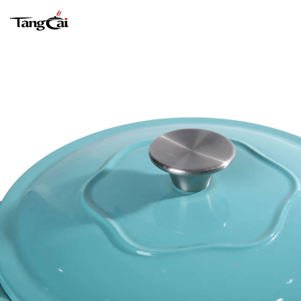 Classic 5QT Round Enameled Cast Iron Dutch Oven- Tiffany Blue Casserole Soup Pot for Sourdough Bread Baking