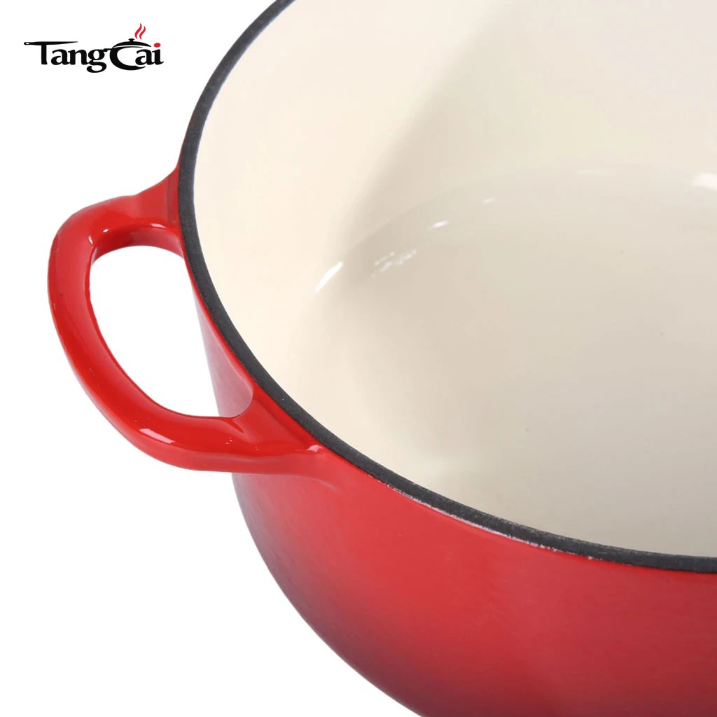 Custom Le Creuset Style 5.5QT Gradient Red Enameled Cast Iron Signature Round Dutch Oven
