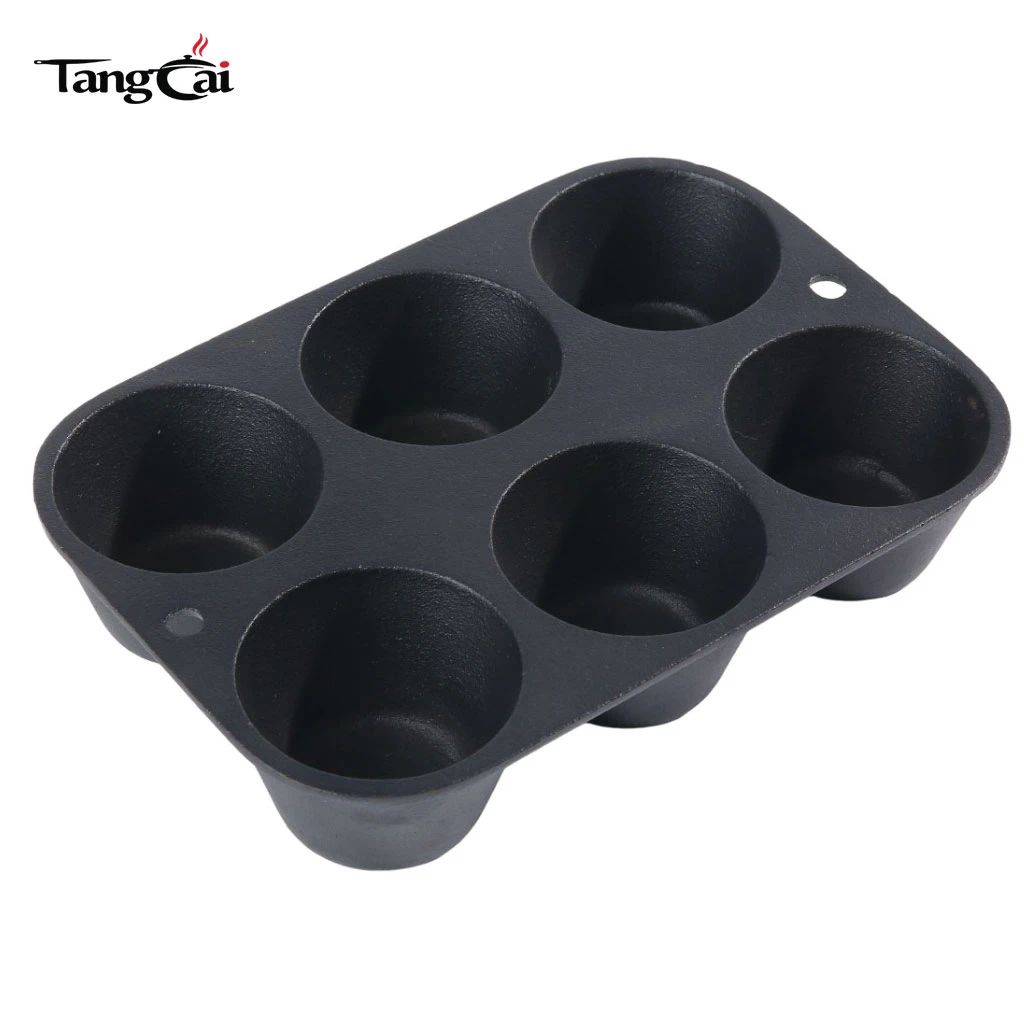 Source Factory Supply Pre-Seasoned Cast Iron Muffin Pan,6-Cup Nonstick Cupcake Pan for Global Buyers