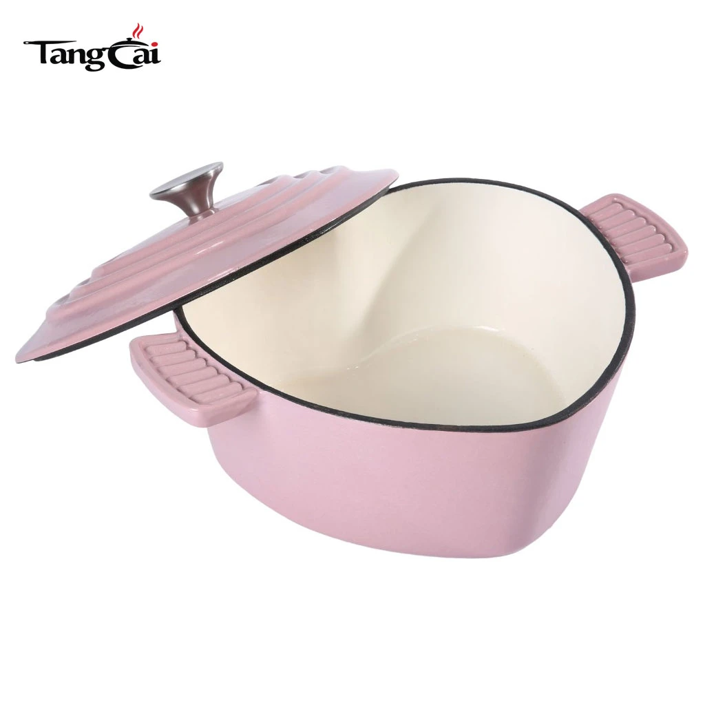 Popular Pink Heart Shaped Enamel Cast Iron Dutch Oven, Perfect for Holiday or Birthday Gift