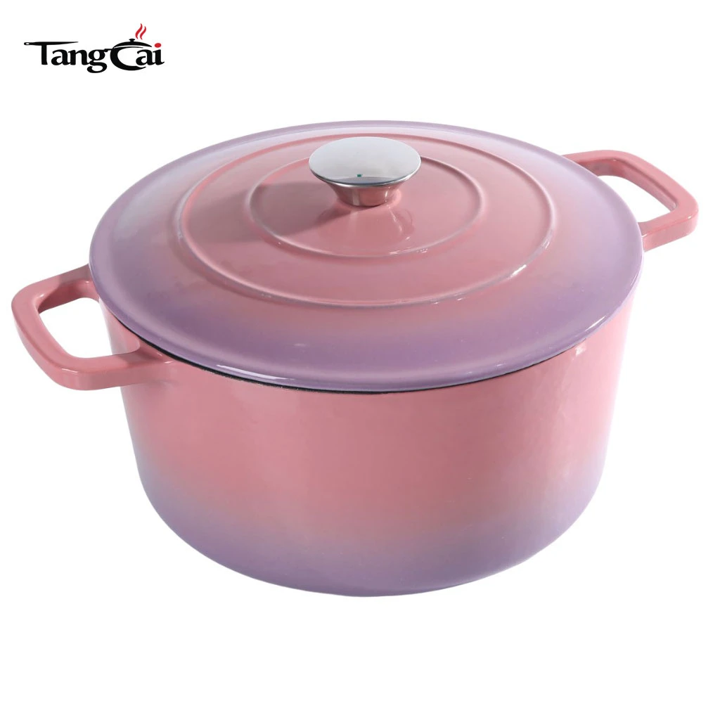 Custom 5.5QT Round Enameled Cast Iron Dutch Oven with Lid Nonstick Casserole Pot for Sourdough Bread Baking