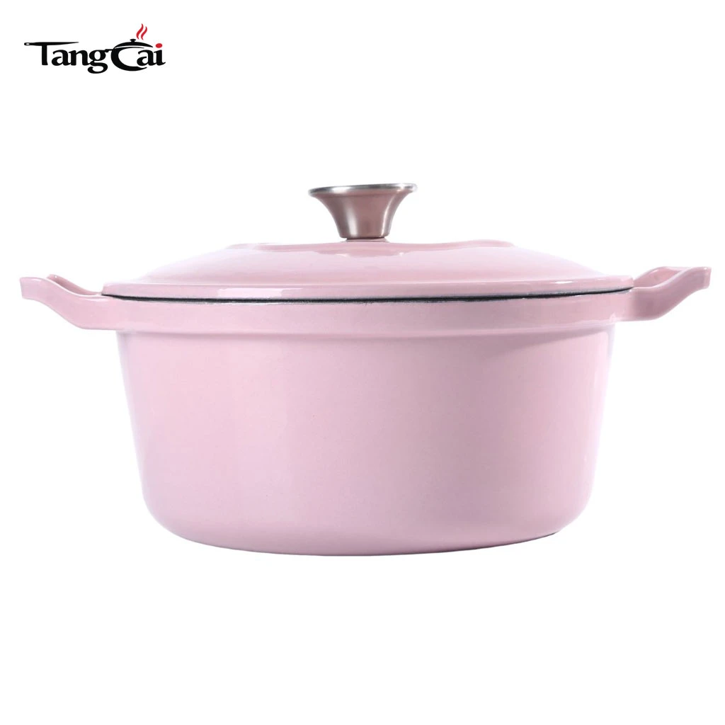 Trendy Pink Cookware 5.5Quart Enameled Cast Iron Dutch Oven, Multi Size for Choices