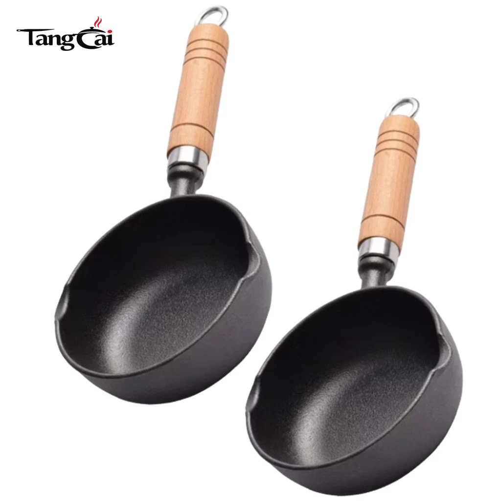 2Piece Mini Cast Iron Skillet Small Egg Frying Pan Melting Pot with Double Drip Spout