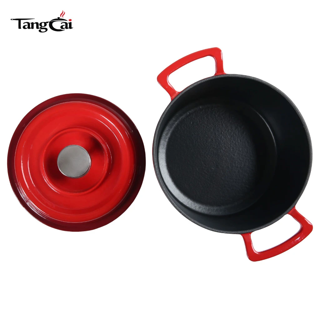 5QT Enamel Cast Iron Dutch Oven with Large Wider Handles