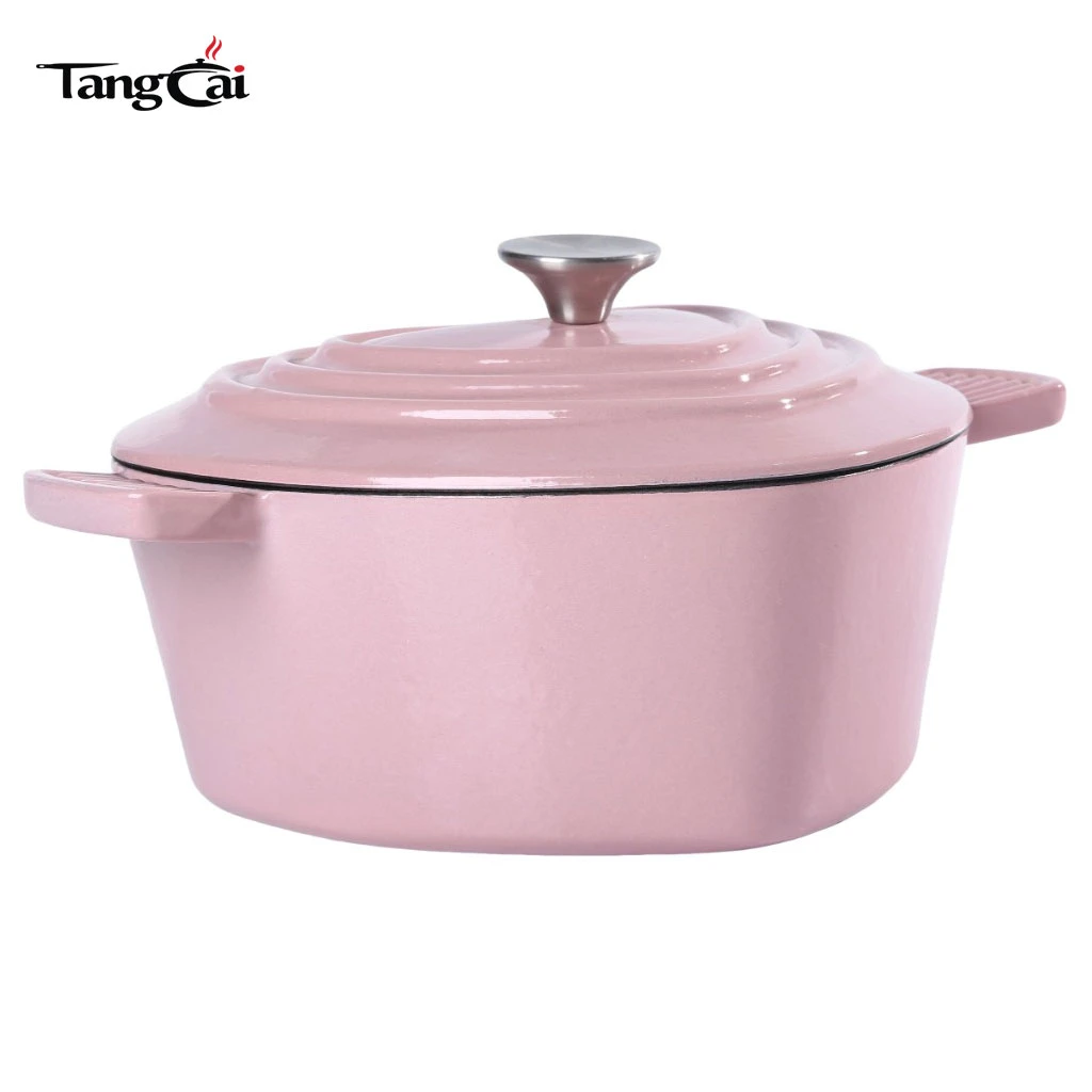 Popular Pink Heart Shaped Enamel Cast Iron Dutch Oven, Perfect for Holiday or Birthday Gift