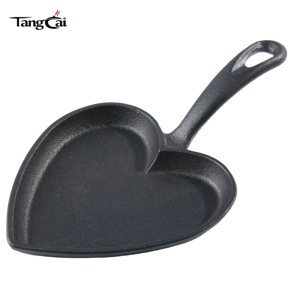 10-Inch Pre-Seasoned Cast Iron Heart Shaped Skillet with Long Handle