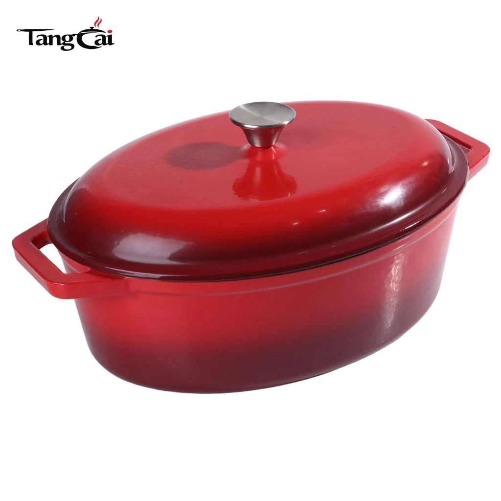 Custom Extra Large Capacity Enameled Cast Iron Dutch Oven, Big Size Oval Casserole Pot with Lid