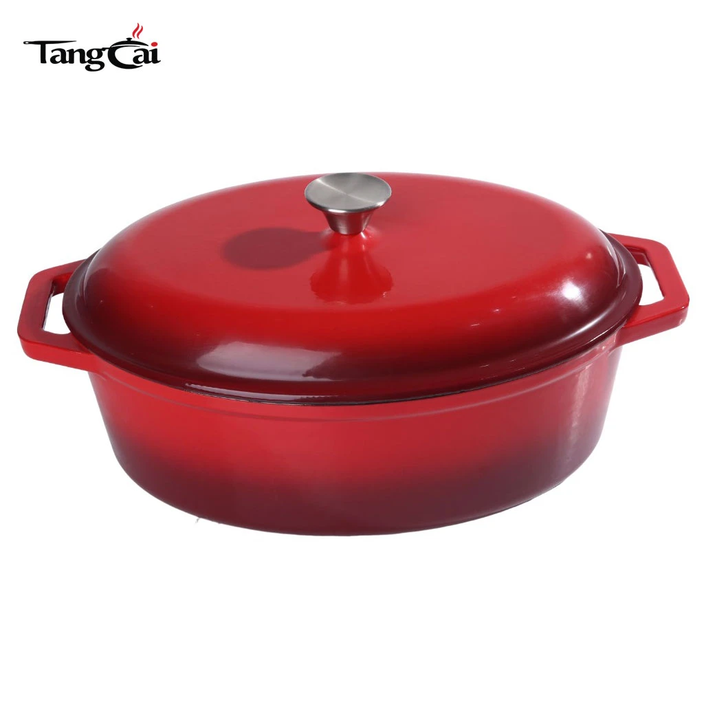 Custom Extra Large Capacity Enameled Cast Iron Dutch Oven, Big Size Oval Casserole Pot with Lid