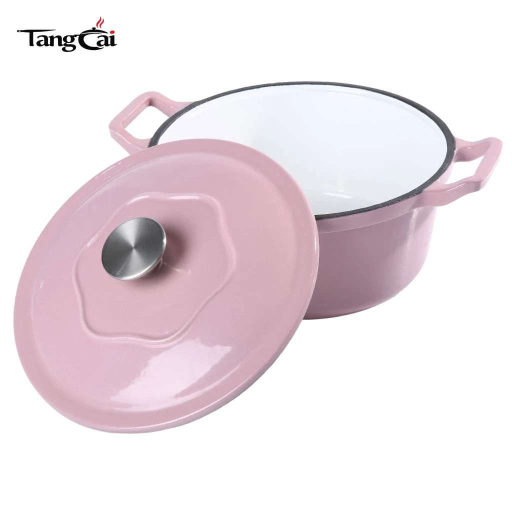 Trendy Pink Cookware 5.5Quart Enameled Cast Iron Dutch Oven, Multi Size for Choices