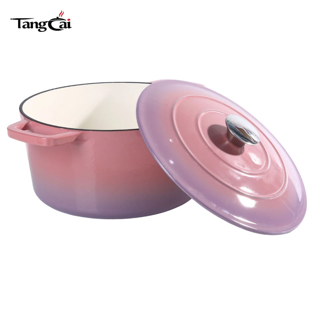 Custom 5.5QT Round Enameled Cast Iron Dutch Oven with Lid Nonstick Casserole Pot for Sourdough Bread Baking