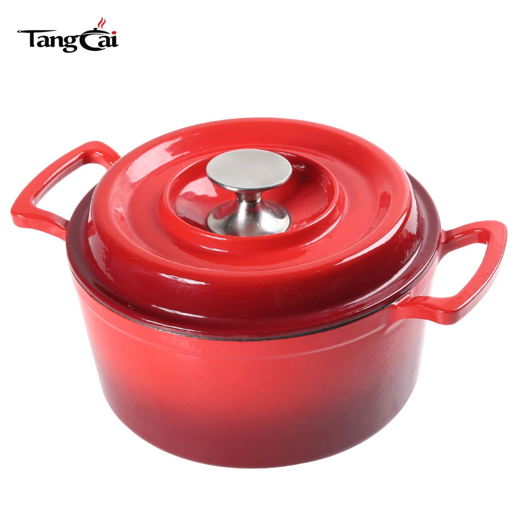 5QT Enamel Cast Iron Dutch Oven with Large Wider Handles