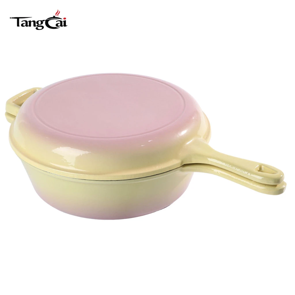 Enameled Cast Iron 2-in-1 Multi Combo Cooker with Long Handle