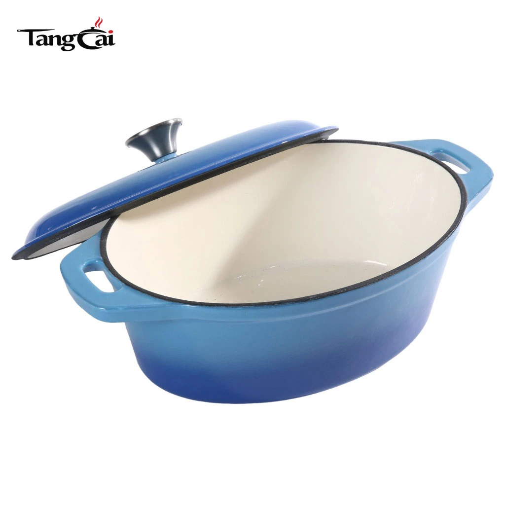 Oval Shape Large Capacity Enameled Cast Iron Dutch Oven with Lid, Big Size Casserole Pot for Slow Stewing