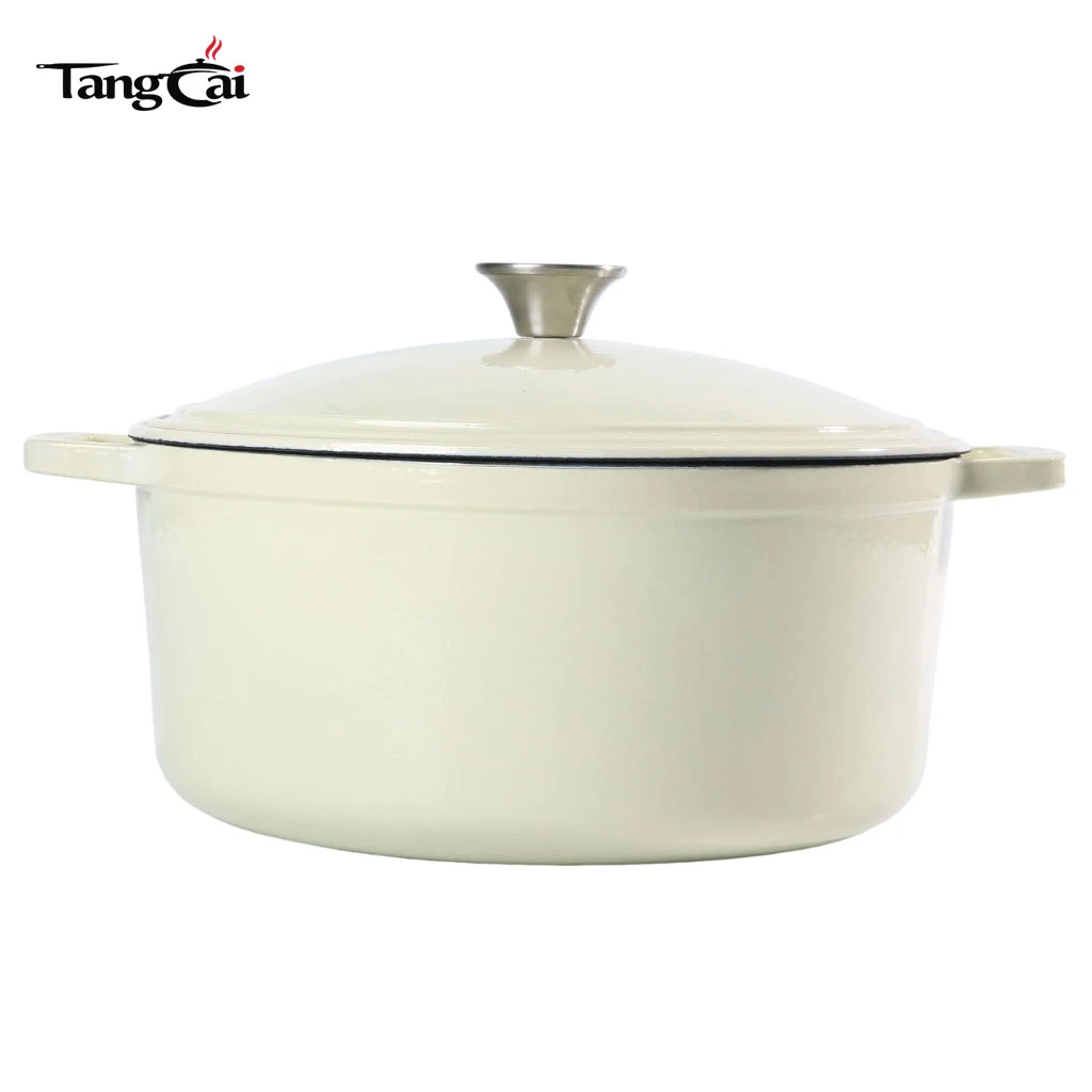 Minimalist 5.5Quart Round Cream White Enameled Cast Iron Dutch Oven