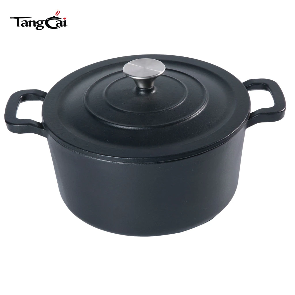 7-Quart Enamel Cast Iron Dutch Oven Pot &ndash; Matte Black &ndash; Heavy-Duty Casserole Pot for Slow Cooking, Braising & Baking