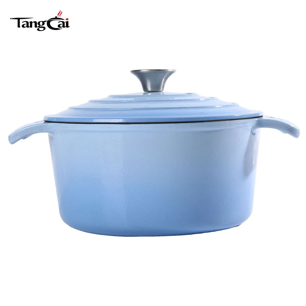 Factory Supply Light Blue Enameled Cast Iron Dutch Oven,Family Size Casserole Pot