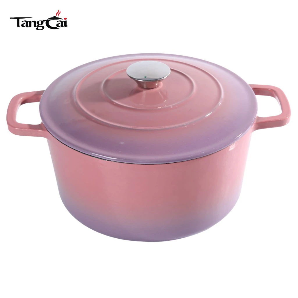 Custom 5.5QT Round Enameled Cast Iron Dutch Oven with Lid Nonstick Casserole Pot for Sourdough Bread Baking