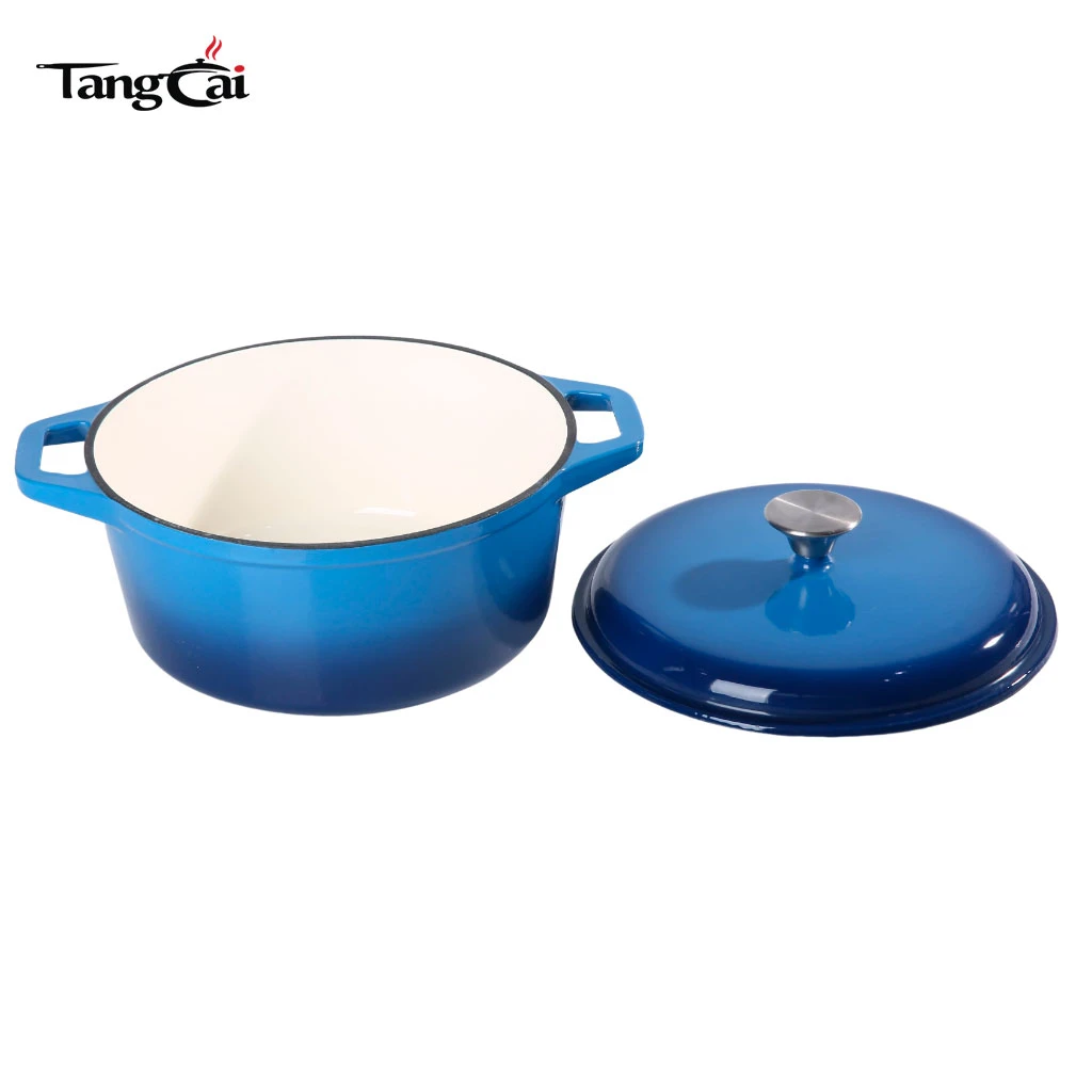 Blue 6qt Enameled Cast Iron Dutch Oven, Heavy-Duty Casserole and Braiser Pan with Lid