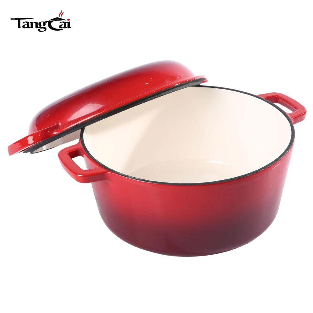 2 in 1 5QT Enameled Cast Iron Dutch Oven for Sourdough Bread Baking