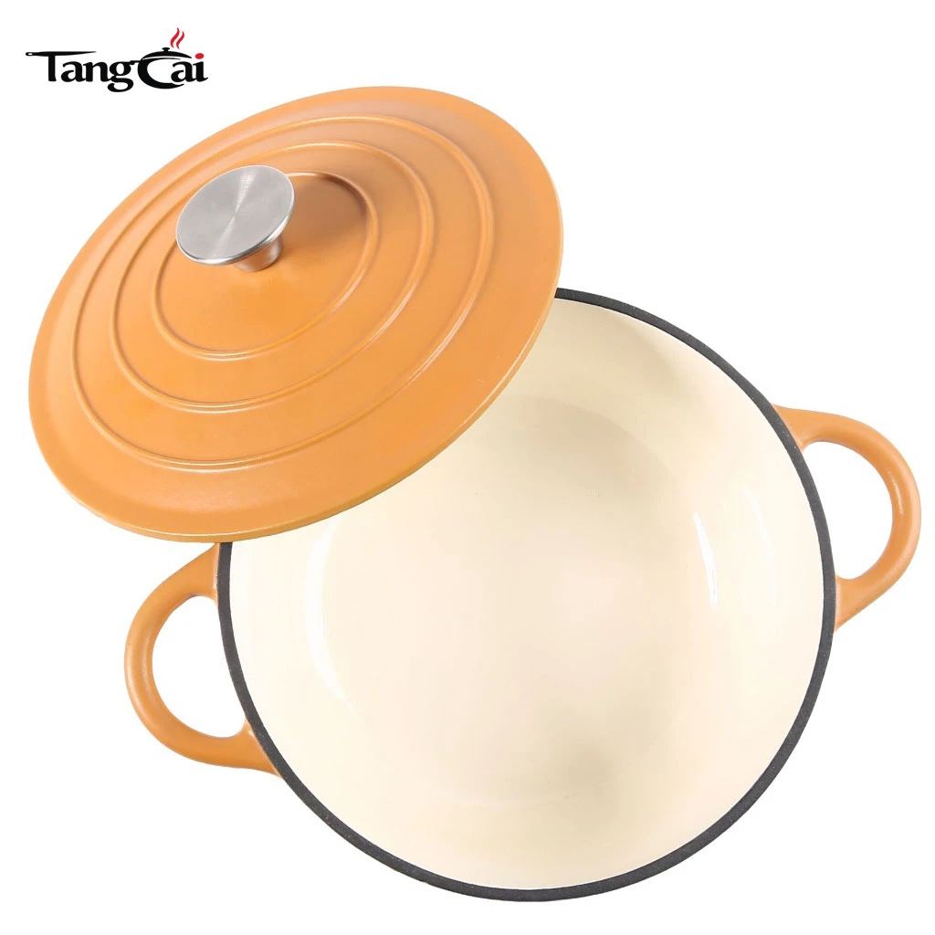 5QT 24cm Enameled Cast Iron Dutch Oven -Round Casserole Pot Oven Safe up to 500&deg; F