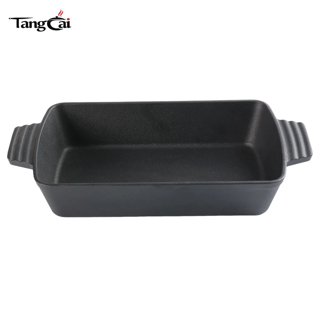 Pre-seasoned Cast Iron Roaster, Rectangular Deep Baking Dish for Casserole, Focaccia, Lasagna