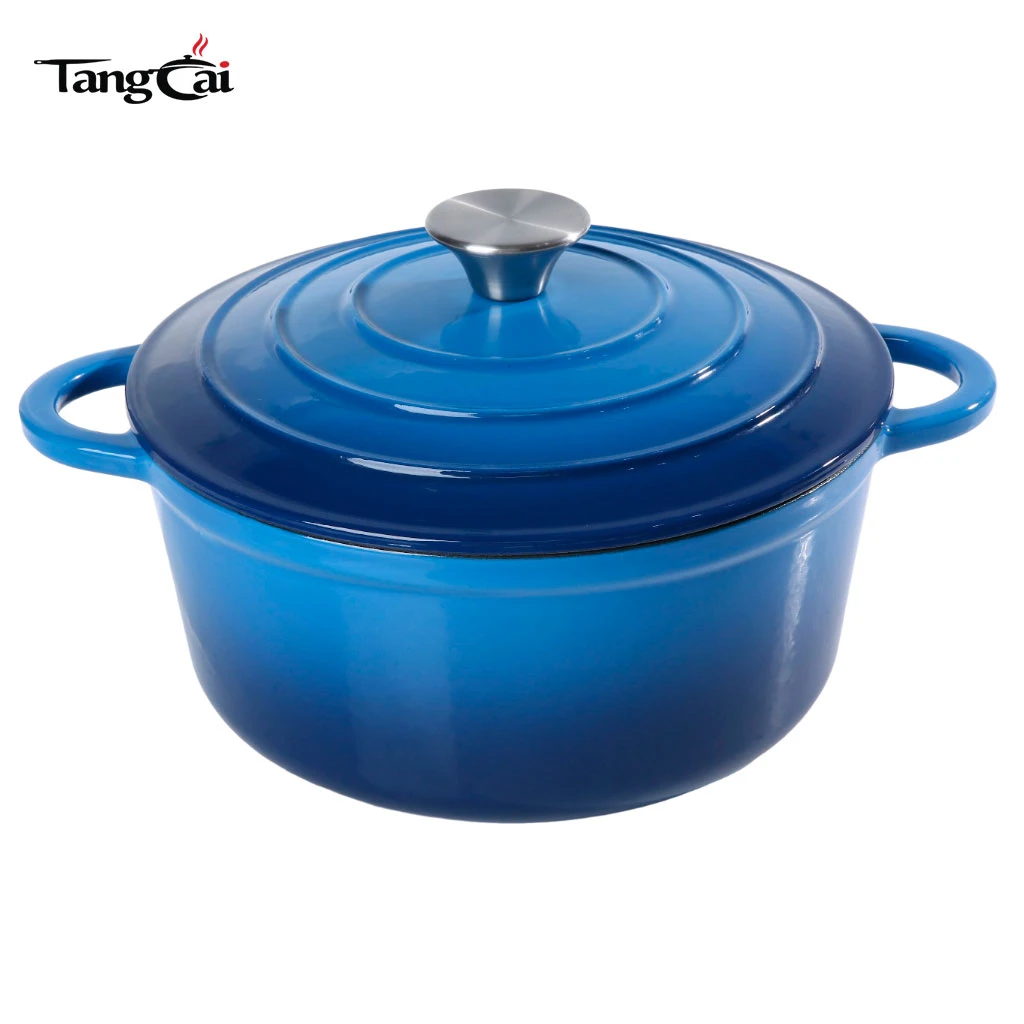 5.5QT Blue Enameled Cast Iron Dutch Oven, Hot-selling Family Casserole Pot with Lid, 1M+ Sold Cookware