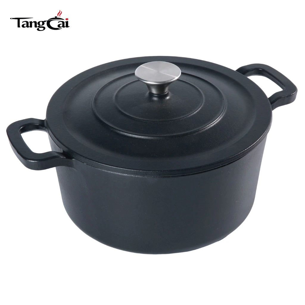 7-Quart Enamel Cast Iron Dutch Oven Pot &ndash; Matte Black &ndash; Heavy-Duty Casserole Pot for Slow Cooking, Braising & Baking