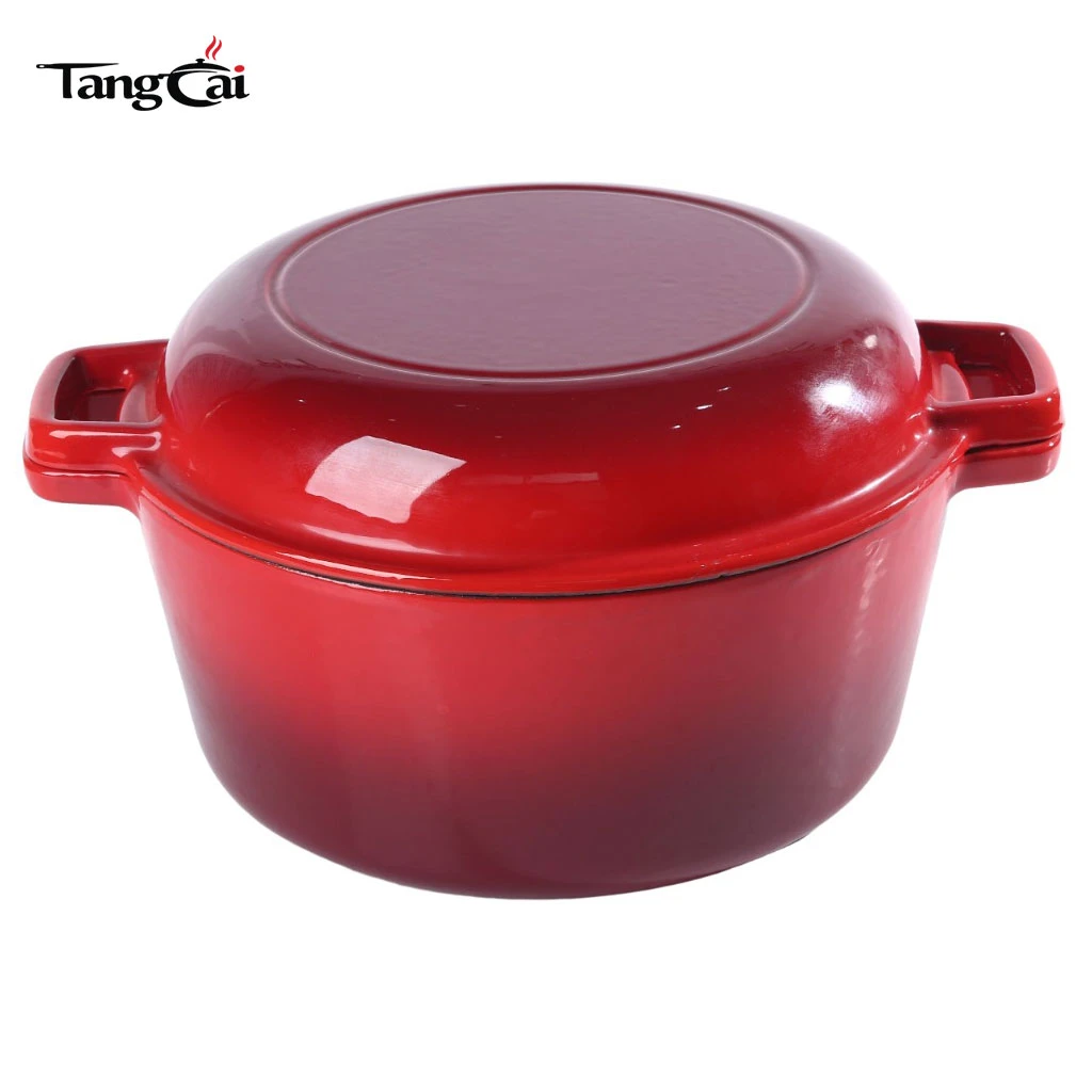 2 in 1 5QT Enameled Cast Iron Dutch Oven for Sourdough Bread Baking