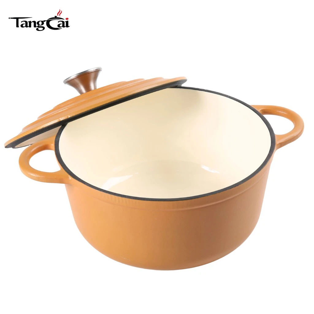5QT 24cm Enameled Cast Iron Dutch Oven -Round Casserole Pot Oven Safe up to 500&deg; F