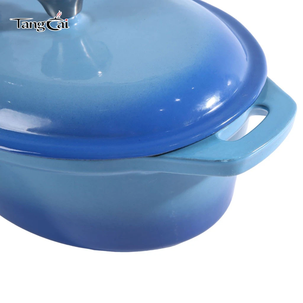 Oval Shape Large Capacity Enameled Cast Iron Dutch Oven with Lid, Big Size Casserole Pot for Slow Stewing