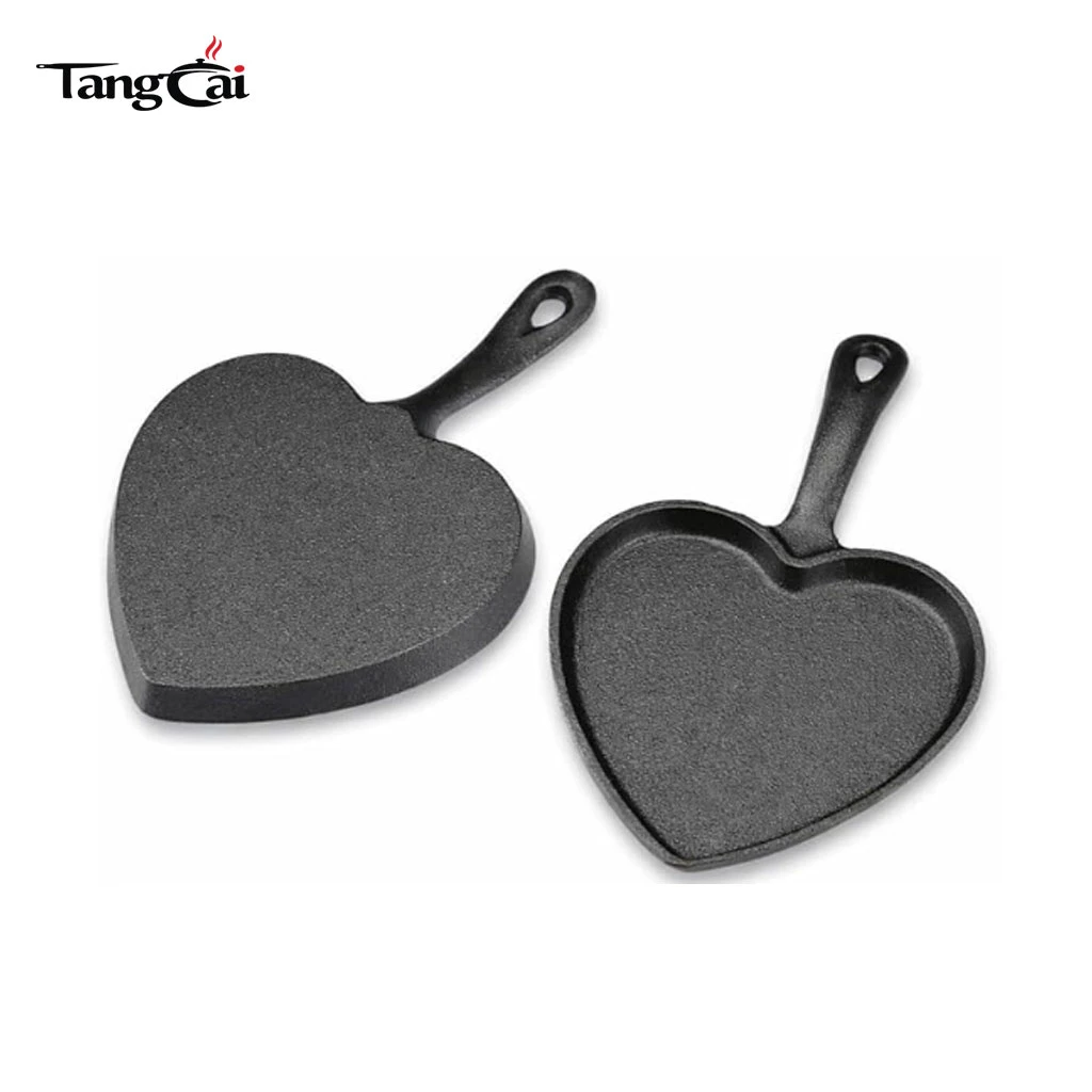 10-Inch Pre-Seasoned Cast Iron Heart Shaped Skillet with Long Handle