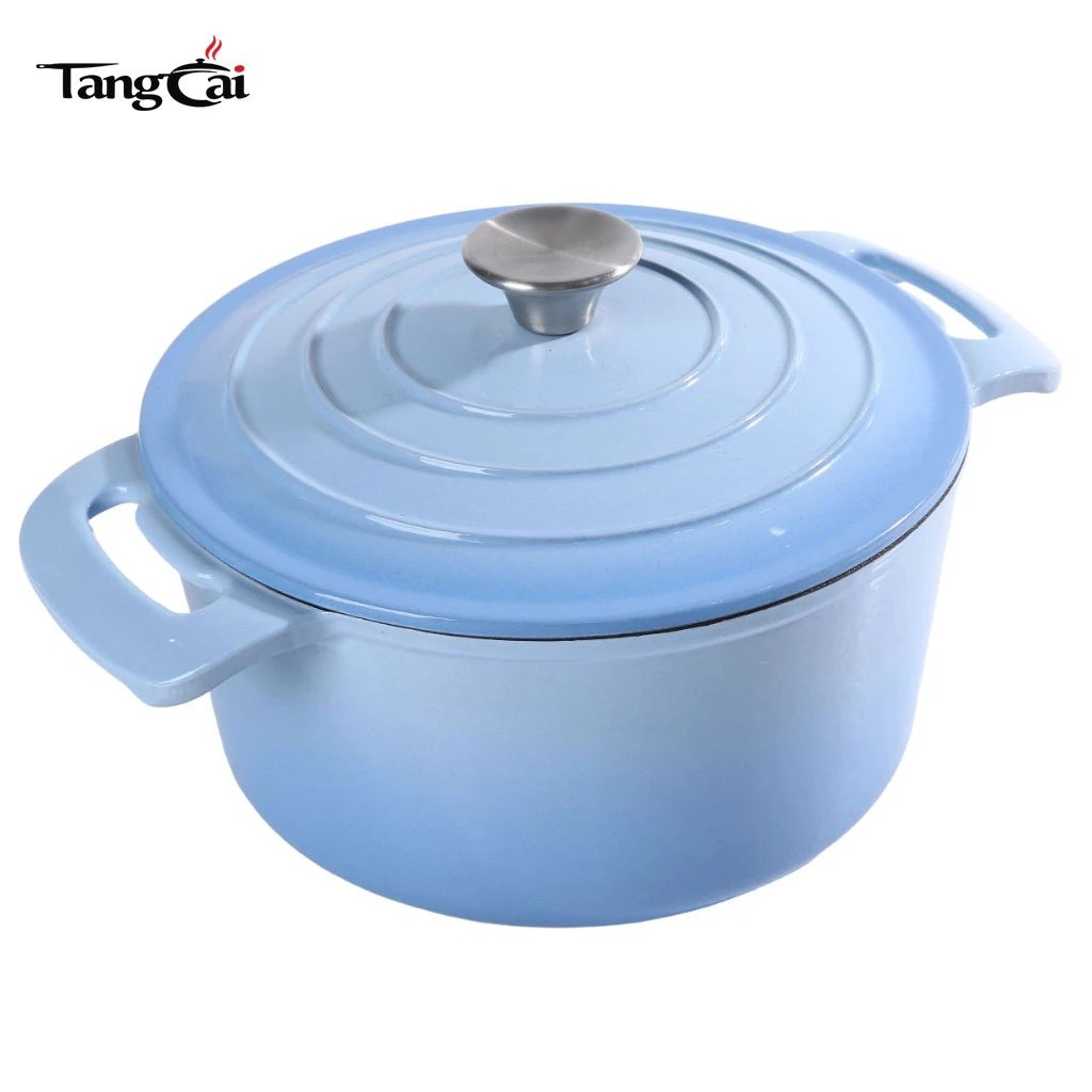 Factory Supply Light Blue Enameled Cast Iron Dutch Oven,Family Size Casserole Pot