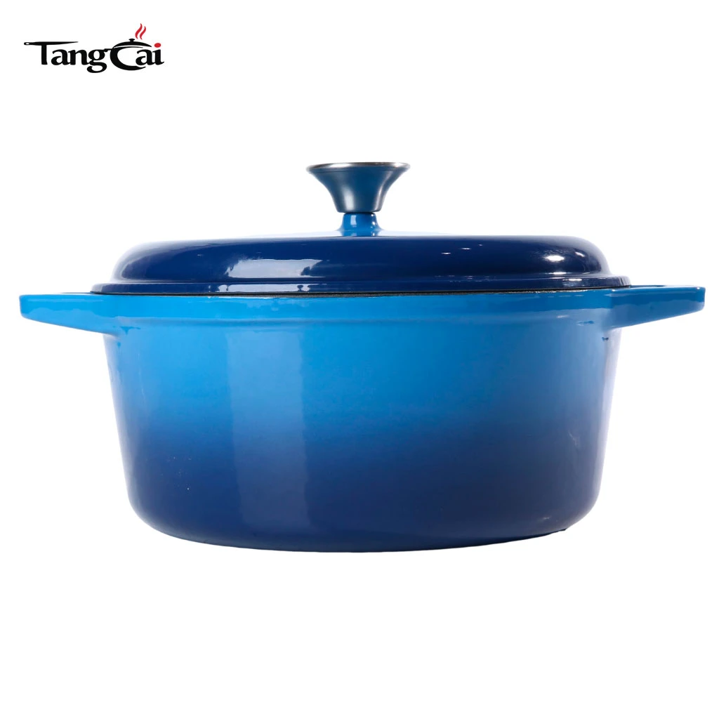 Blue 6qt Enameled Cast Iron Dutch Oven, Heavy-Duty Casserole and Braiser Pan with Lid