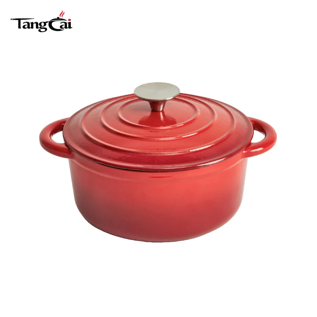 Custom Luxury 6-Piece Enameled Cast Iron Cookware Set- Glossy Red Pots and Pans