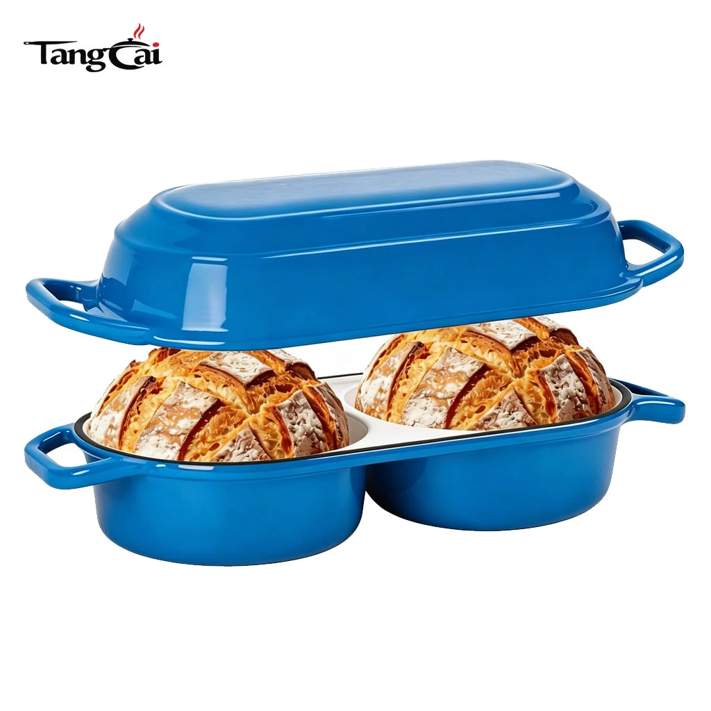 2026 Trending Cast Iron Loaf Pan with Lid, 2.2QT Double Dutch Oven for Sourdough Bread Baking