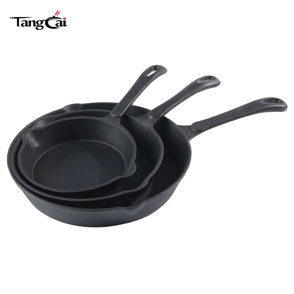 Wholesale 3-Piece Cast Iron Skillet Set - Pre-Seasoned Black Iron Frying Pans with Long Handle