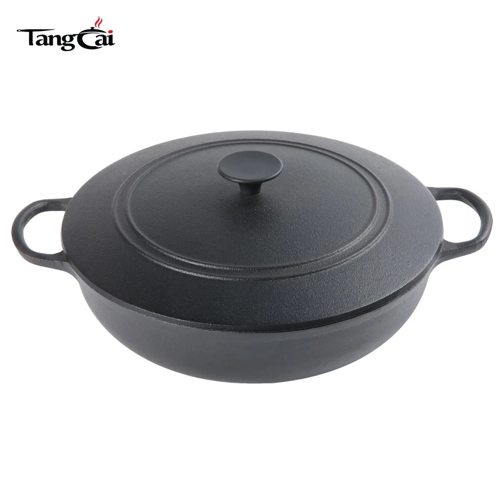 Pre-Seasoned Shallow Cast Iron Braiser Pan with Lid, Ideal for Indoor & Outdoor Searing, Braising & Roasting