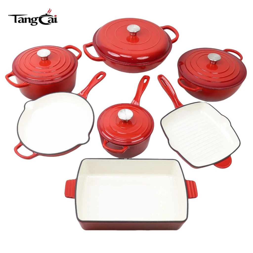 Wholesale 7-Piece Enameled Cast Iron Cookware Set, Multi-Color Pots & Pans, Popular Kitchenware Sets
