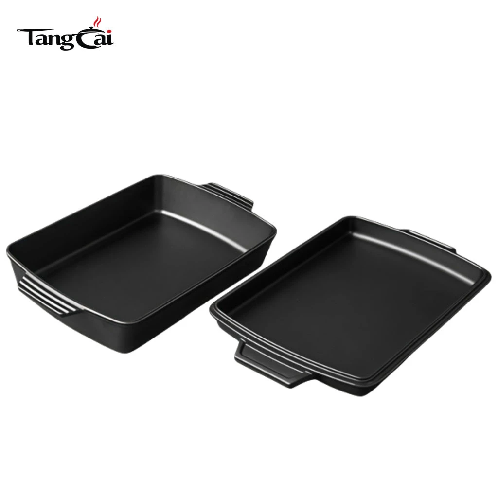 Factory Supply Pre-Seasoned Cast Iron 2-in-1 Combo Cooker, Rectangular Bread Baker & Roasting Pan