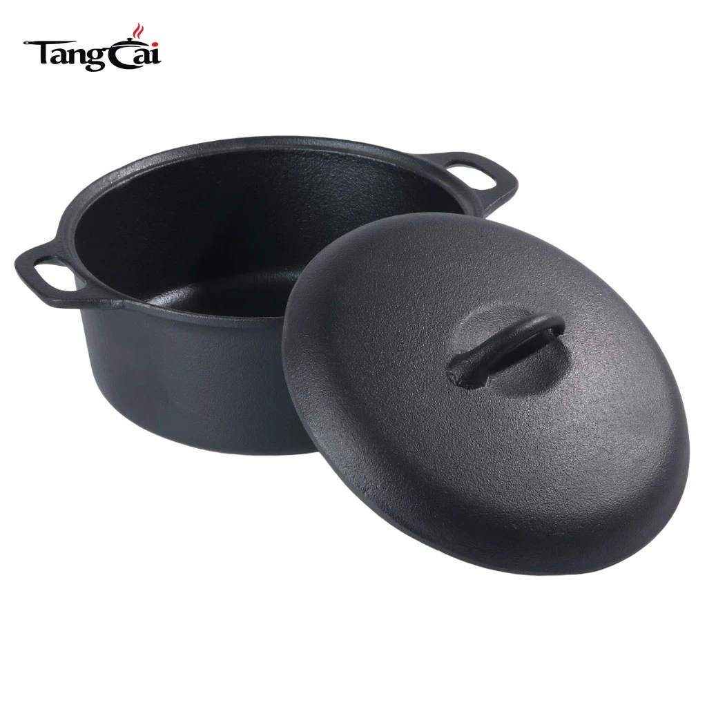 Wholesale Pre-Seasoned Cast Iron Dutch Oven Pot, Small Deep Round Camping Pot for Stews, Bread Baking & Slow Cooking