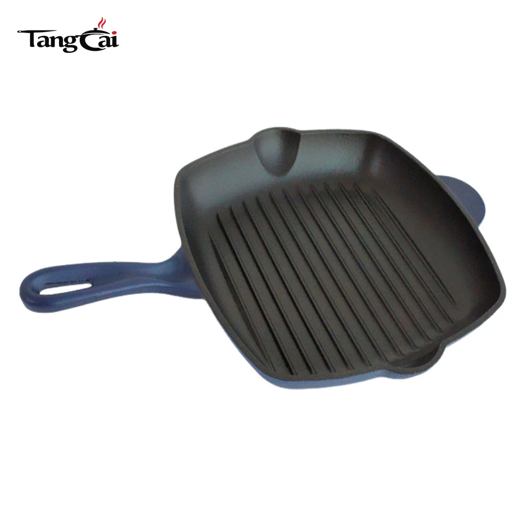 High Quality 24cm Enameled Cast Iron Frying Pan Grill Pan