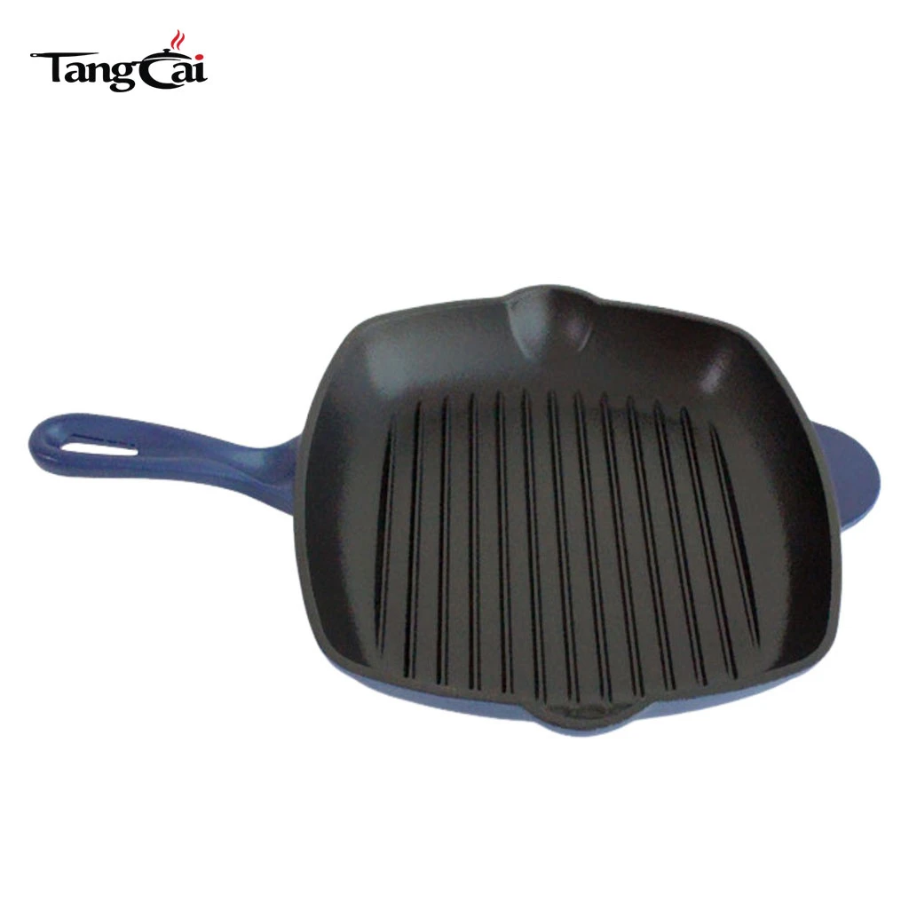 High Quality 24cm Enameled Cast Iron Frying Pan Grill Pan