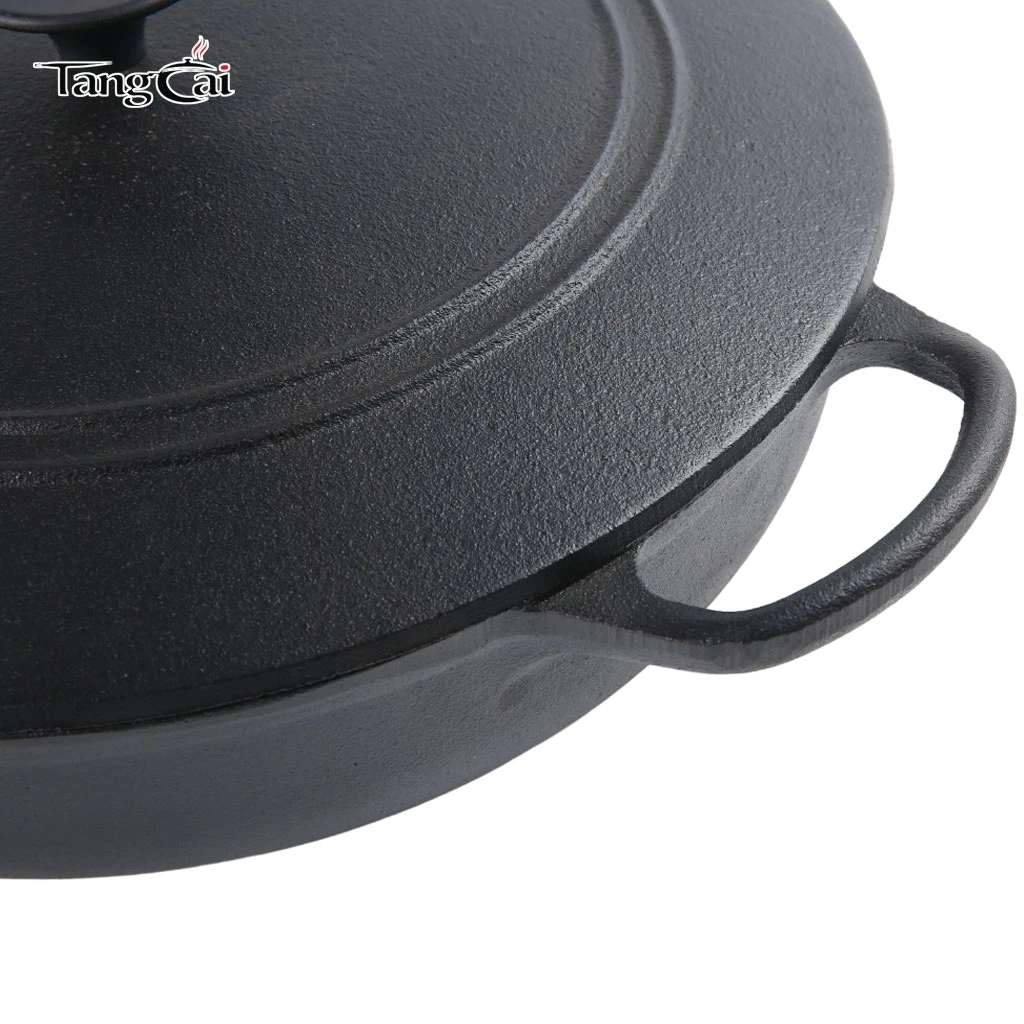 Pre-Seasoned Shallow Cast Iron Braiser Pan with Lid, Ideal for Indoor & Outdoor Searing, Braising & Roasting