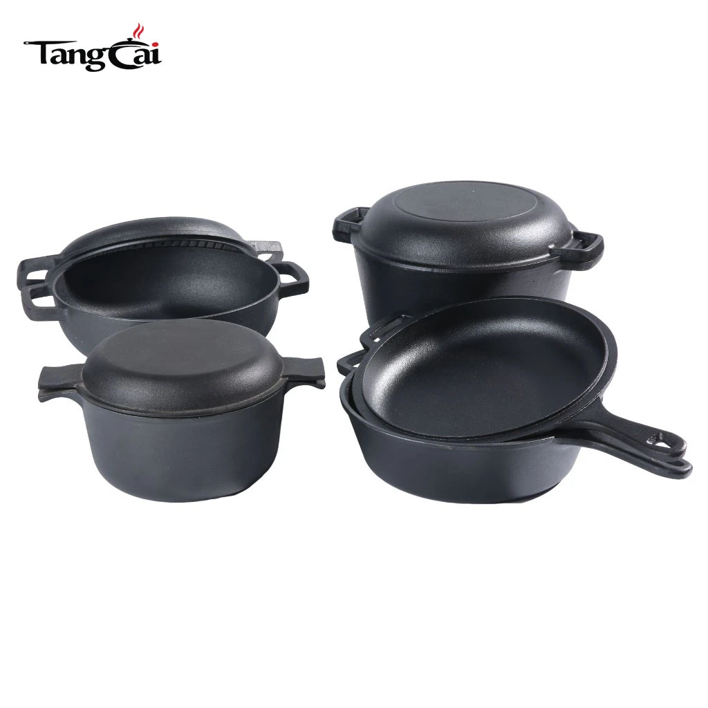 Multi-Purpose Pre-Seasoned Black Iron Combo Cooker Set