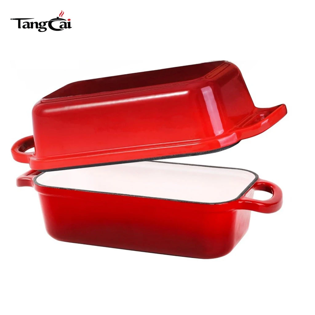 Colorful Enameled Cast Iron Loaf Pan 2 Piece Set, 10x5 inch 2 In 1 Bread Pan with Lid