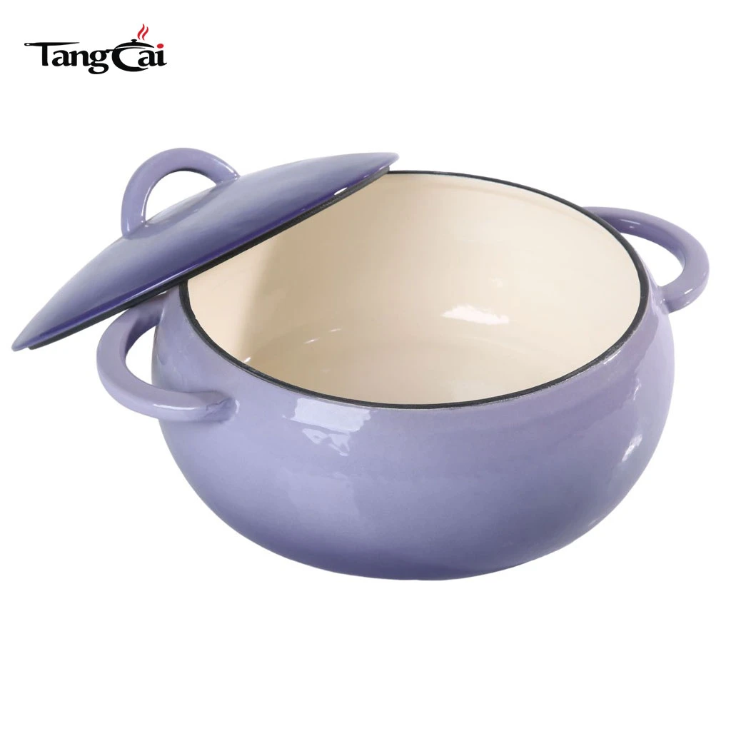 Premium Enamel Coated Cast Iron Round Big Belly Bean Pot for Slow Cooking
