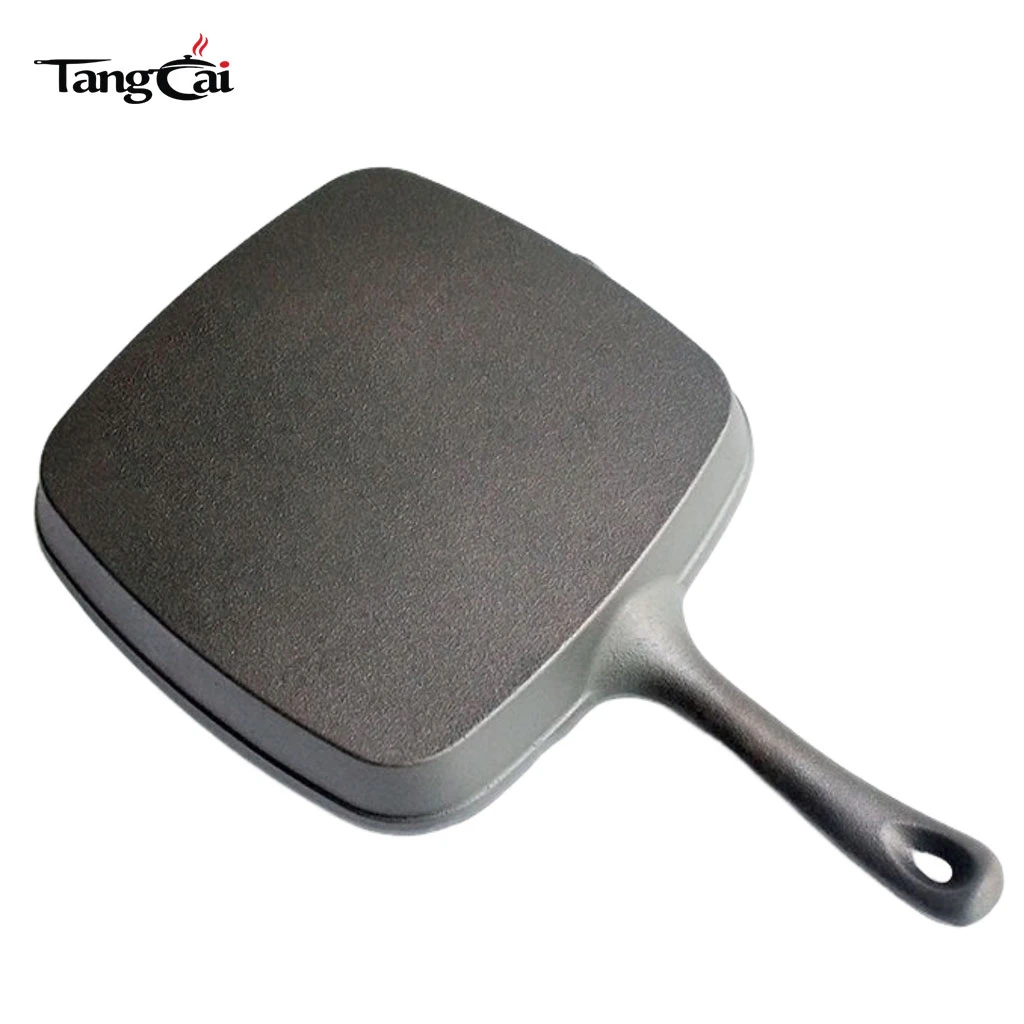 Pre-Seasoned Cast Iron Square Grill Pan with Single Pour Spout